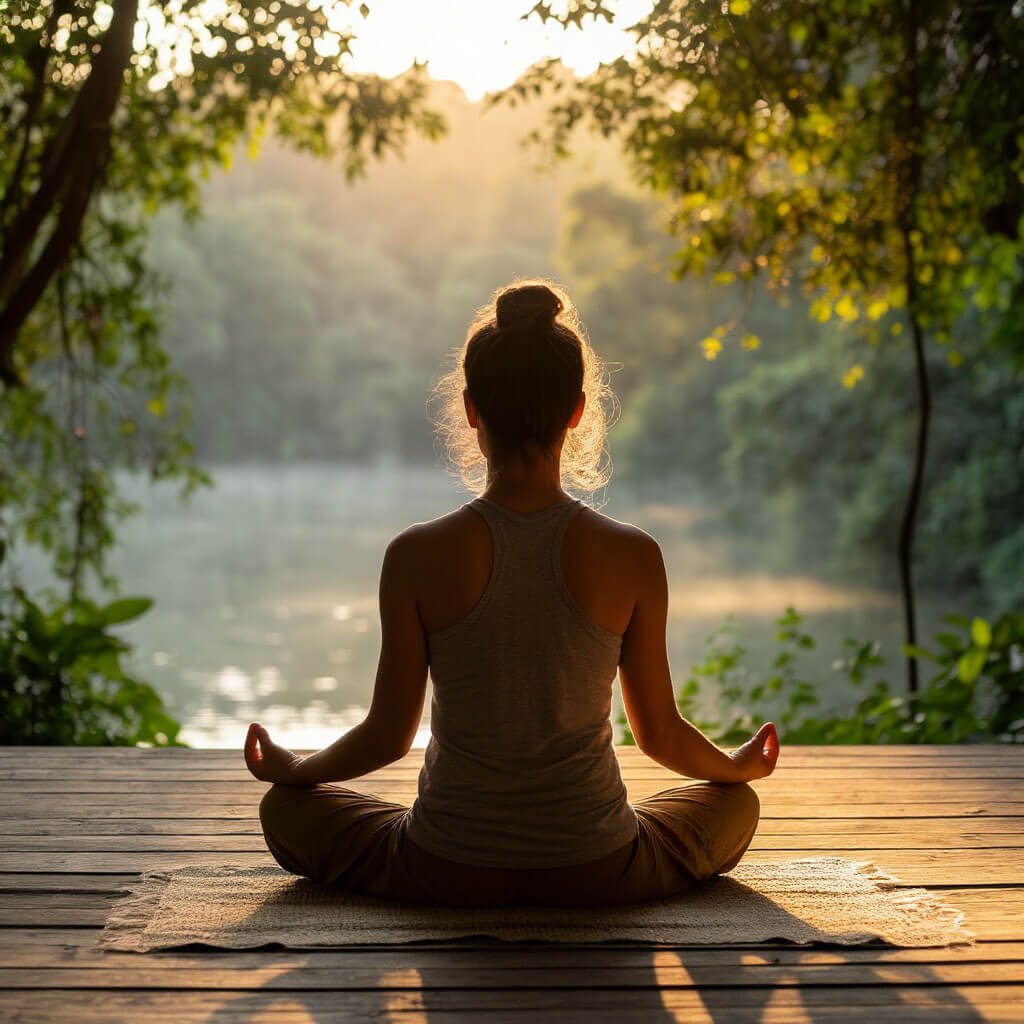Person doing morning meditation practice