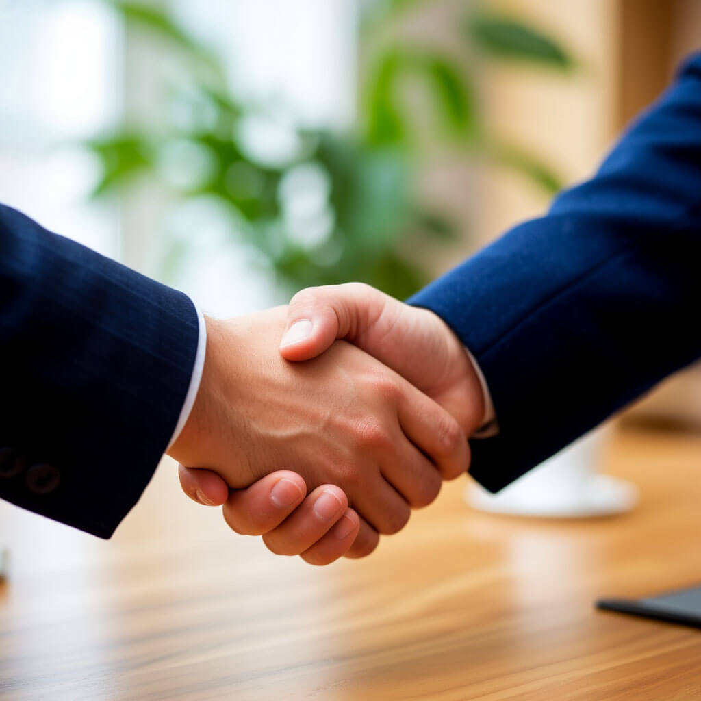 Partnership handshake representing collaboration